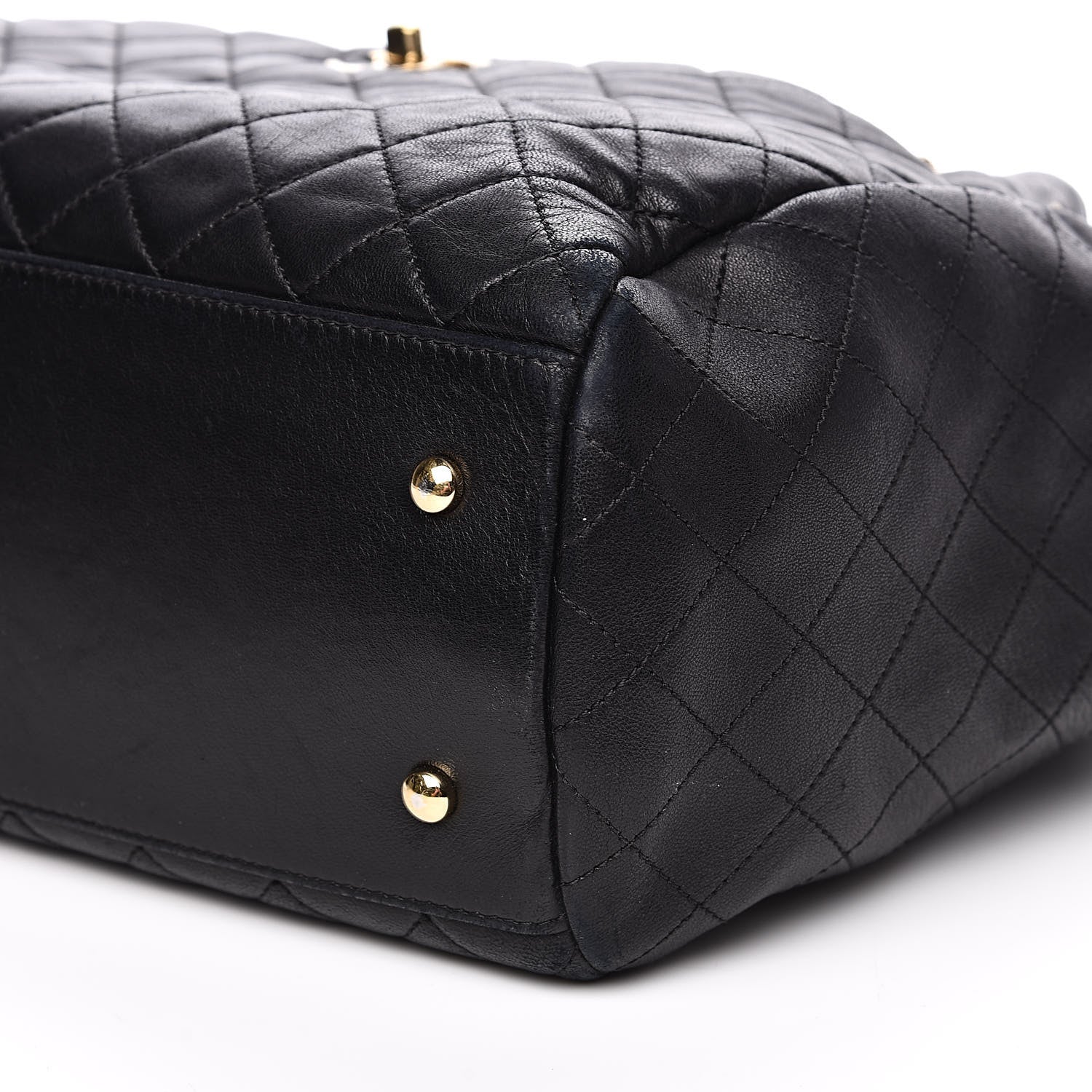 Chanel Lambskin Quilted Large Drawstring Bag Black 10 of 15