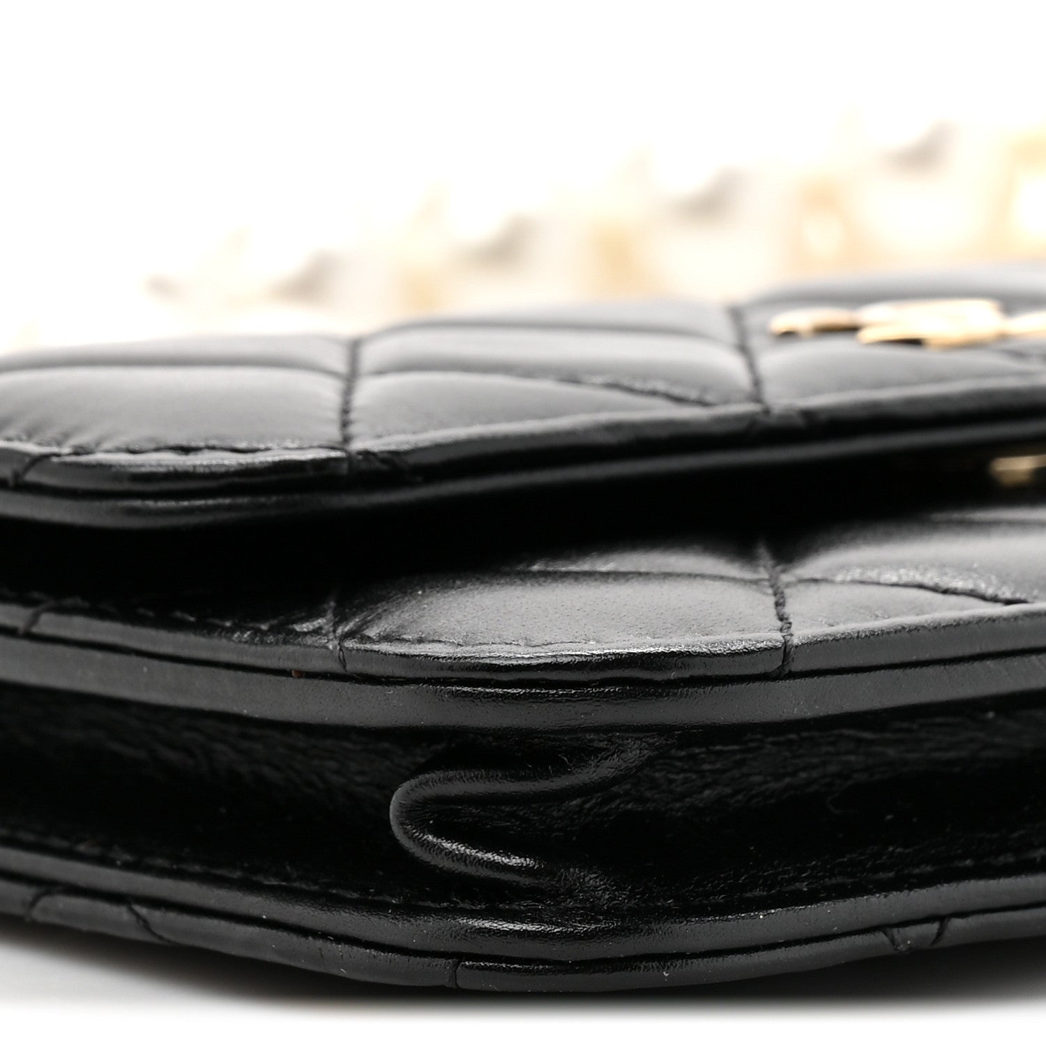 Chanel Calfskin Quilted Maxi Pearls Clutch With Chain Black 10 of 11