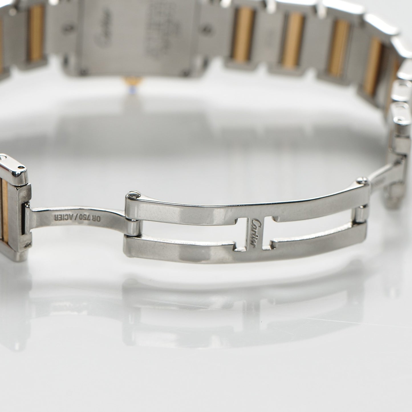 Stainless Steel 18K Yellow Gold 20mm Tank Francaise Quartz Watch