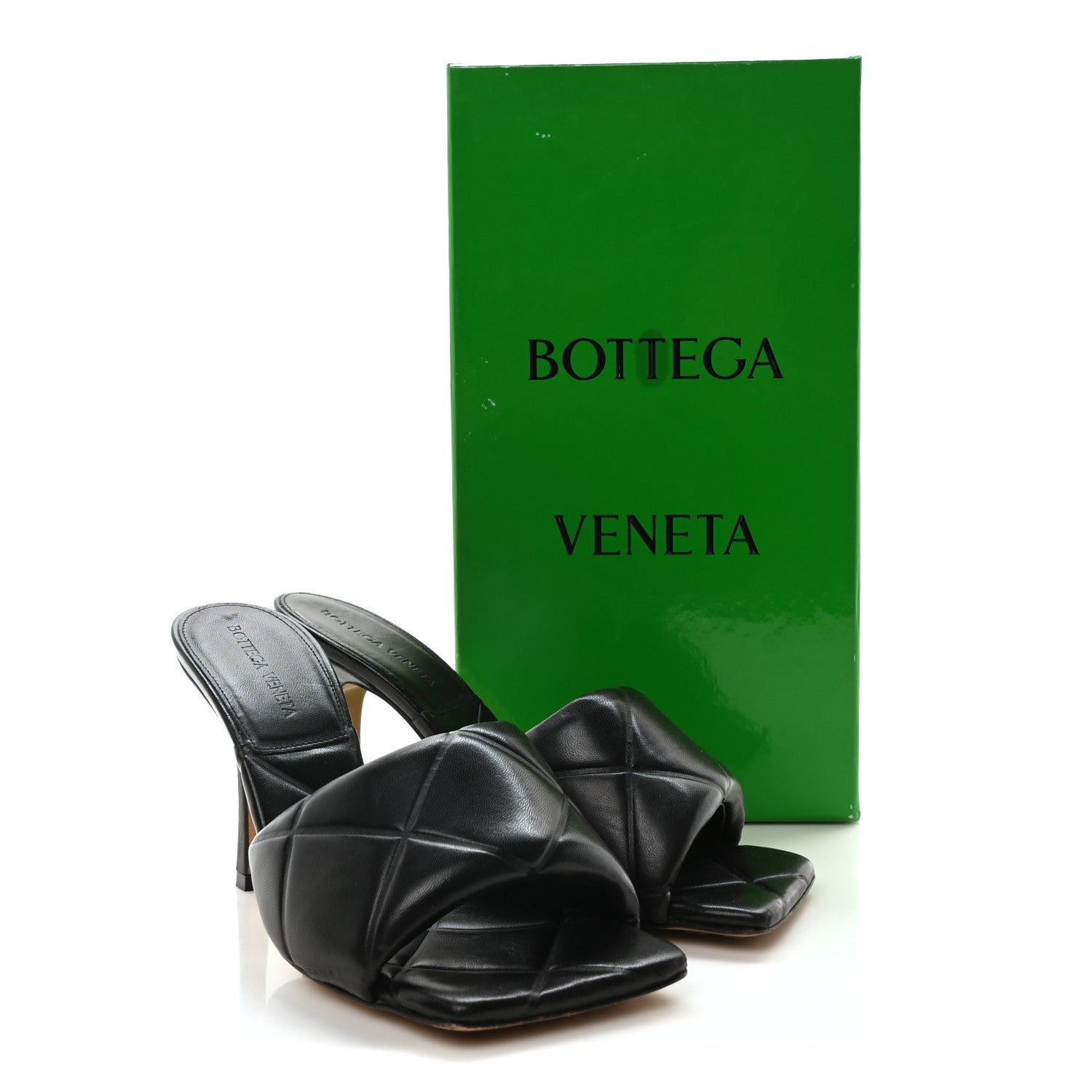 Bottega Veneta Nappa Quilted Rubber Lido Mule Sandals 38 Black 9 of 9