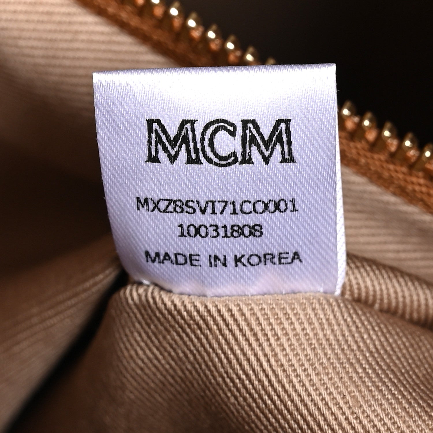 MCM Visetos Large Zip Pouch Cognac 7 of 10