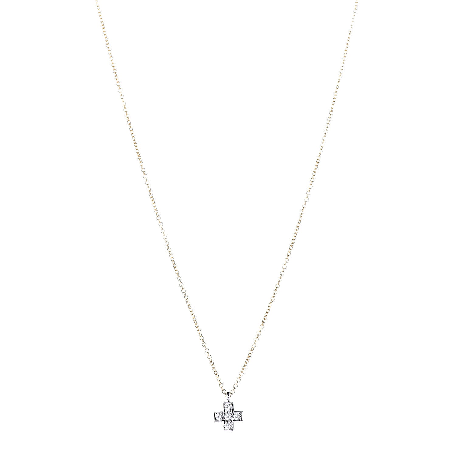 Tiffany 18K Yellow Gold Platinum Diamond Cruciform Cross Pendant Necklace 1 of 7