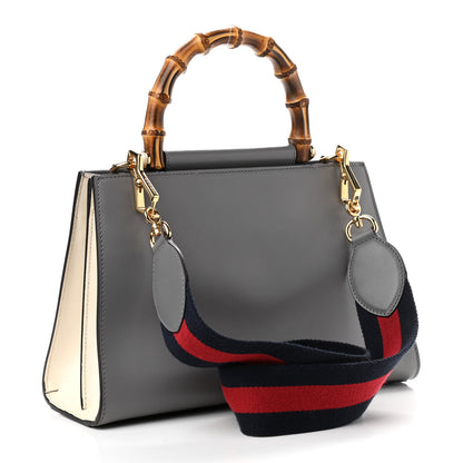 Gucci Nappa Bamboo Web Small Nymphaea Top Handle Bag Deep Grey Mystic White 3 of 14
