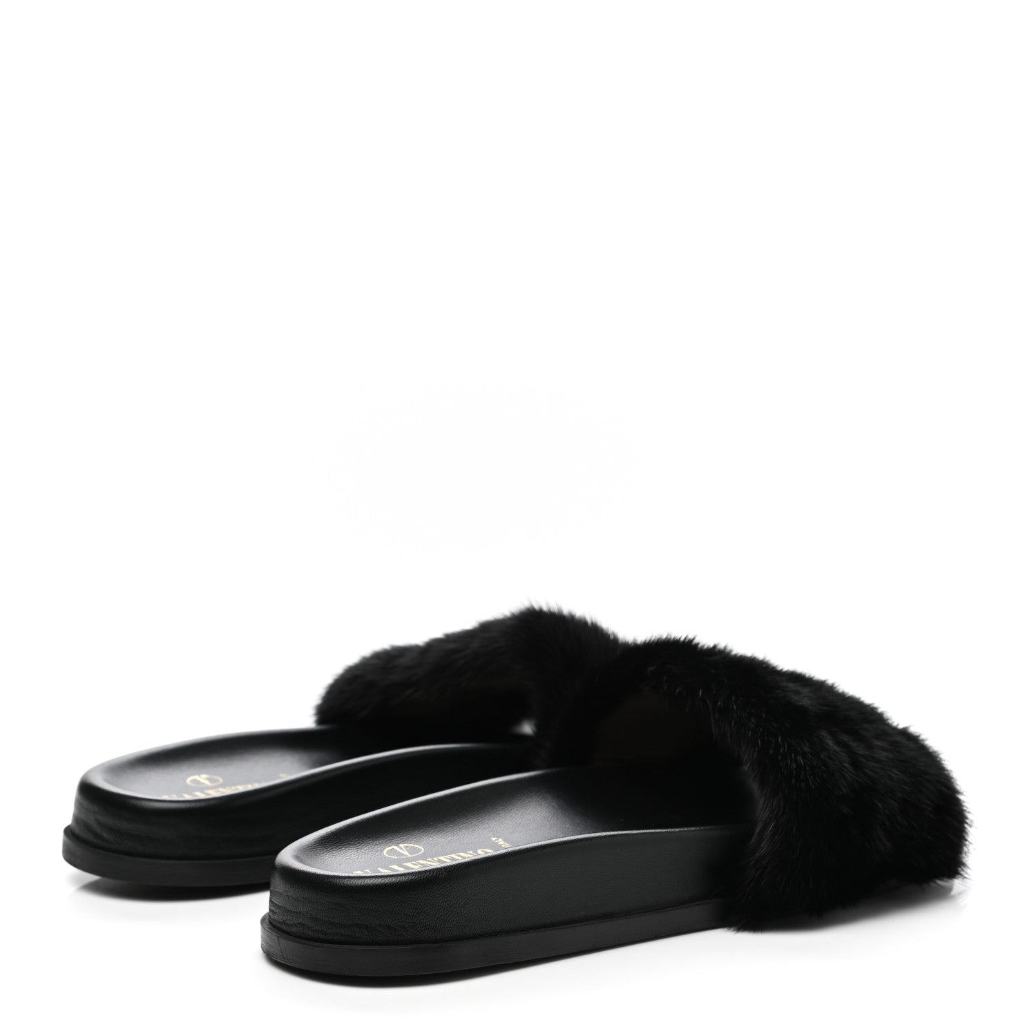 Valentino Garavani Mink Fur Rockstud Slide Sandals 39 Black 4 of 8
