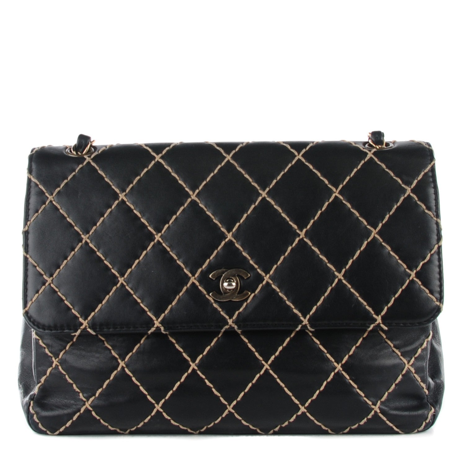 Chanel Calfskin Wild Stitch Jumbo Flap Black 1 of 8