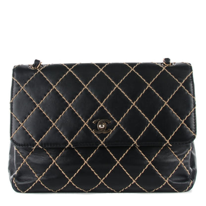 Chanel Calfskin Wild Stitch Jumbo Flap Black 1 of 8