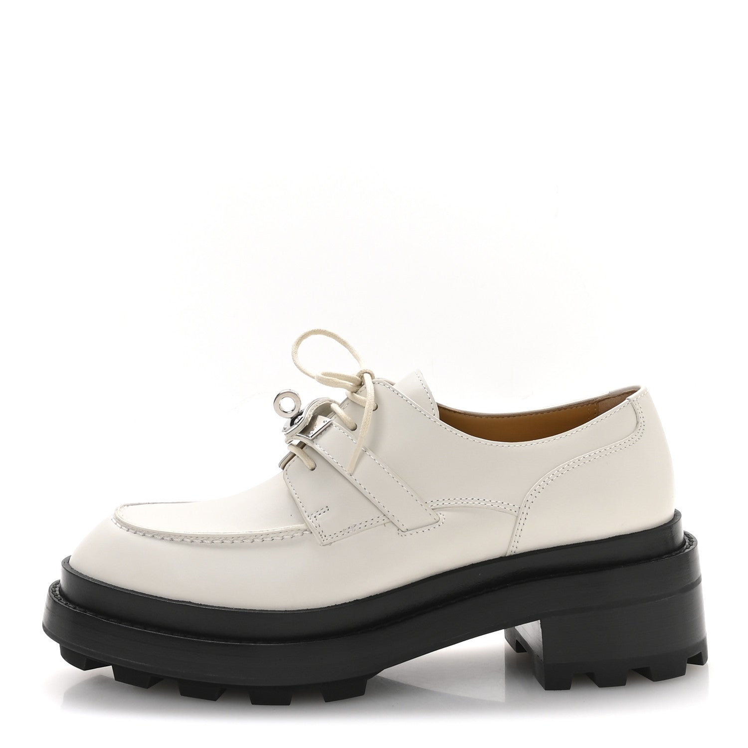 Hermes Glossed Calfskin First Derby 37 Beige Glaise 1 of 9