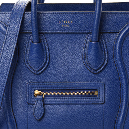 Celine Drummed Calfskin Nano Luggage Indigo 15 of 15