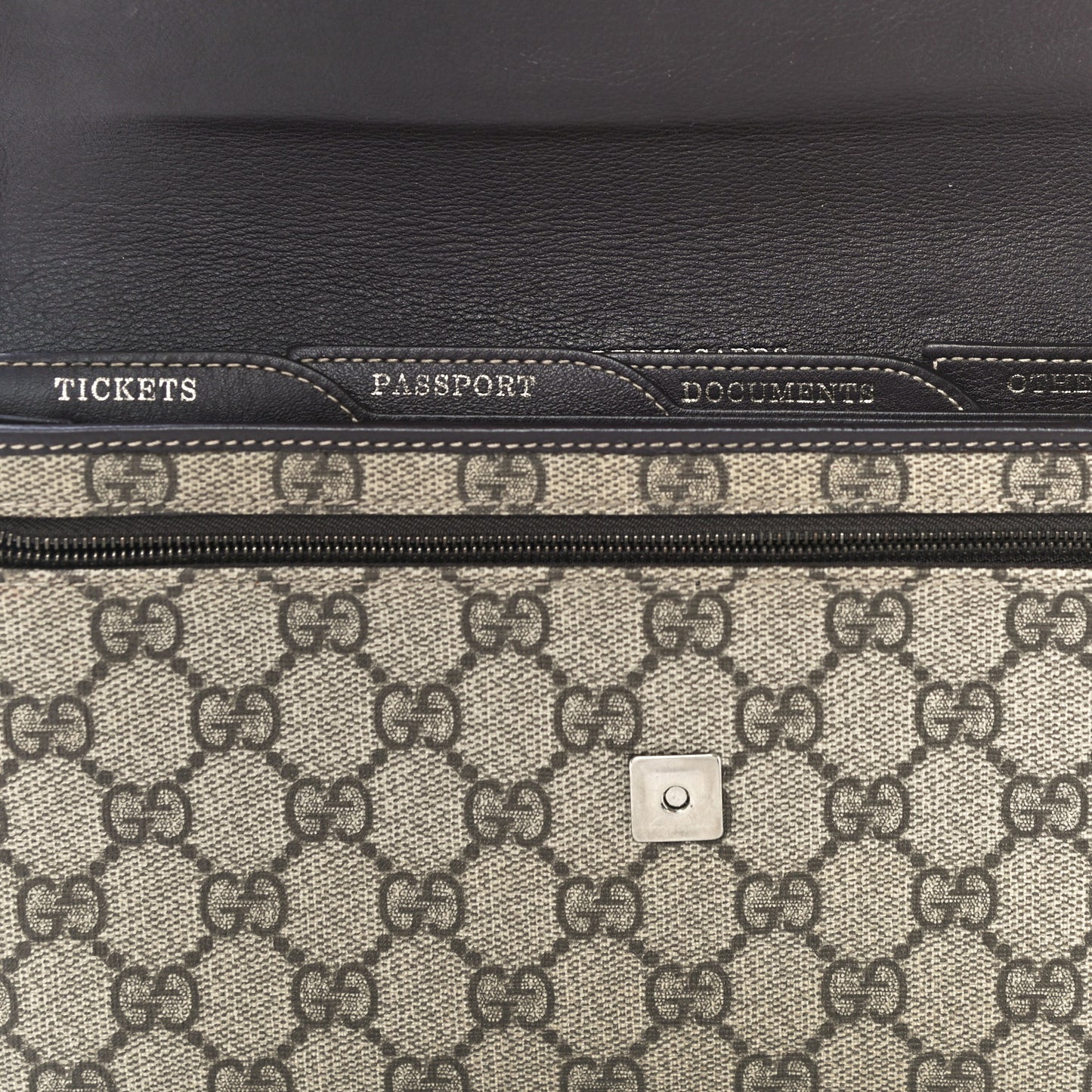 GG Supreme Monogram Travel Organizer Flap Wallet Brown