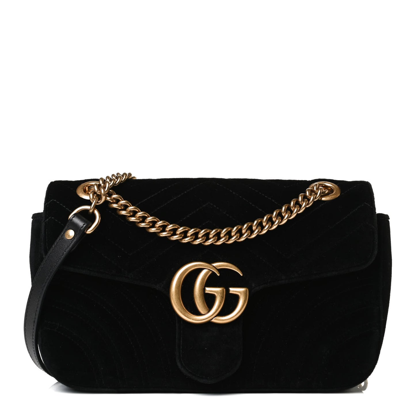 Velvet Matelasse Small GG Marmont Shoulder Bag Black
