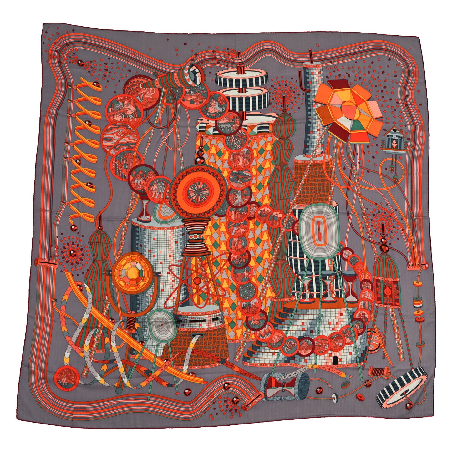 Cashmere Silk Le Laboratoire du Temps Shawl 140 Caramel Vert Corail