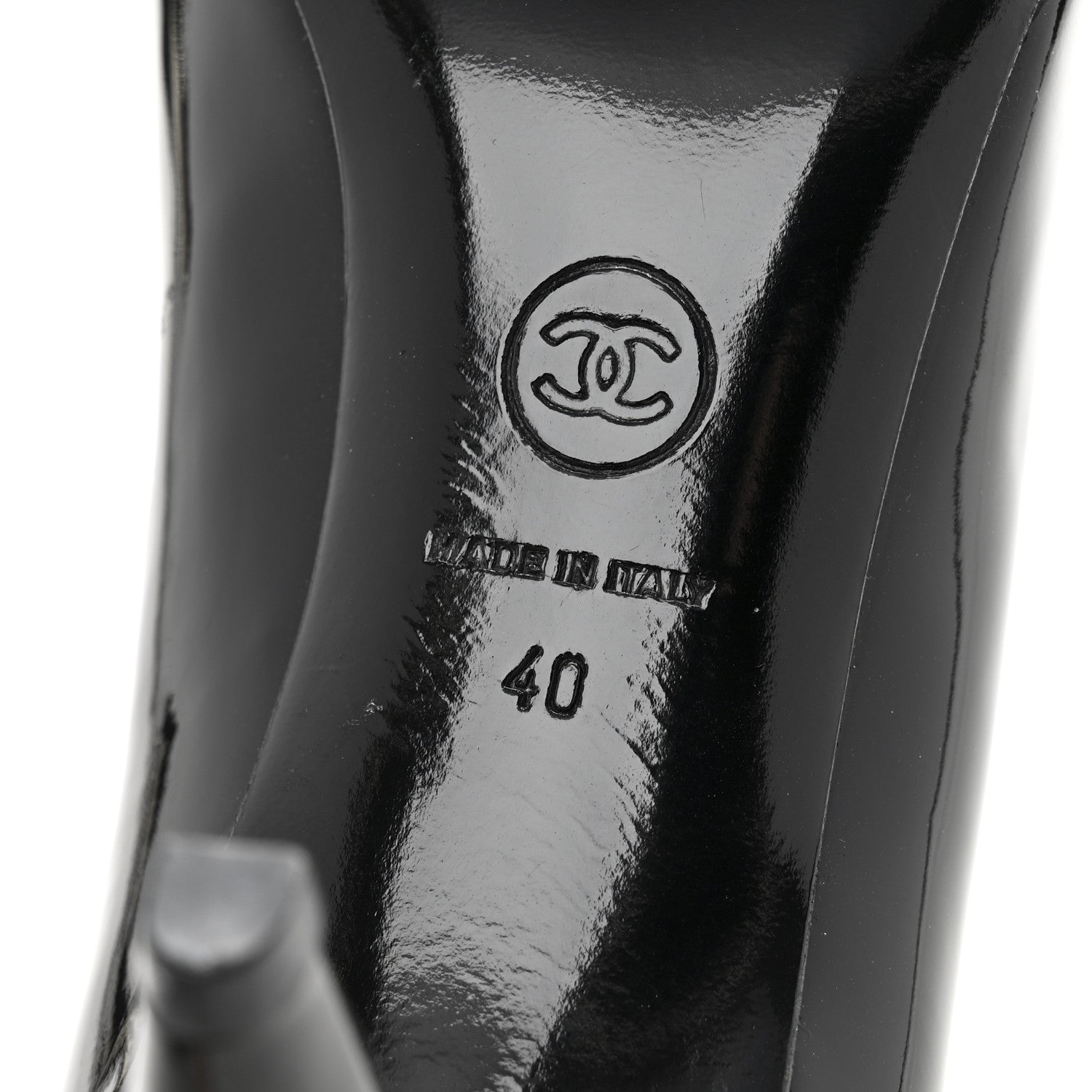 Chanel Patent Calfskin Bow Cap Toe CC Pumps 40 Black 7 of 9