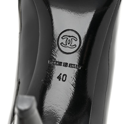 Chanel Patent Calfskin Bow Cap Toe CC Pumps 40 Black 7 of 9