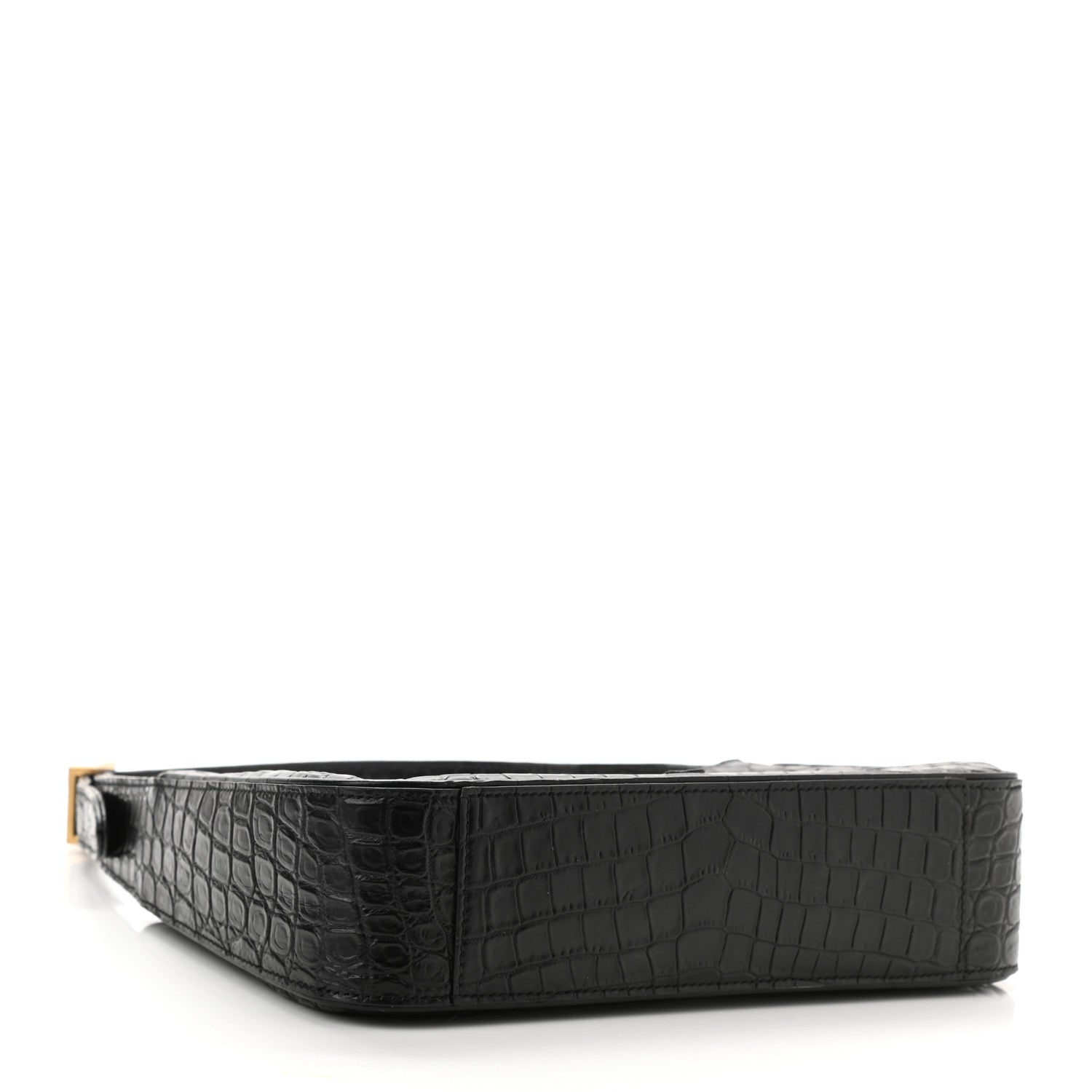 Saint Laurent Calfskin Crocodile Embossed Le 5 A 7 Hobo Black 4 of 10