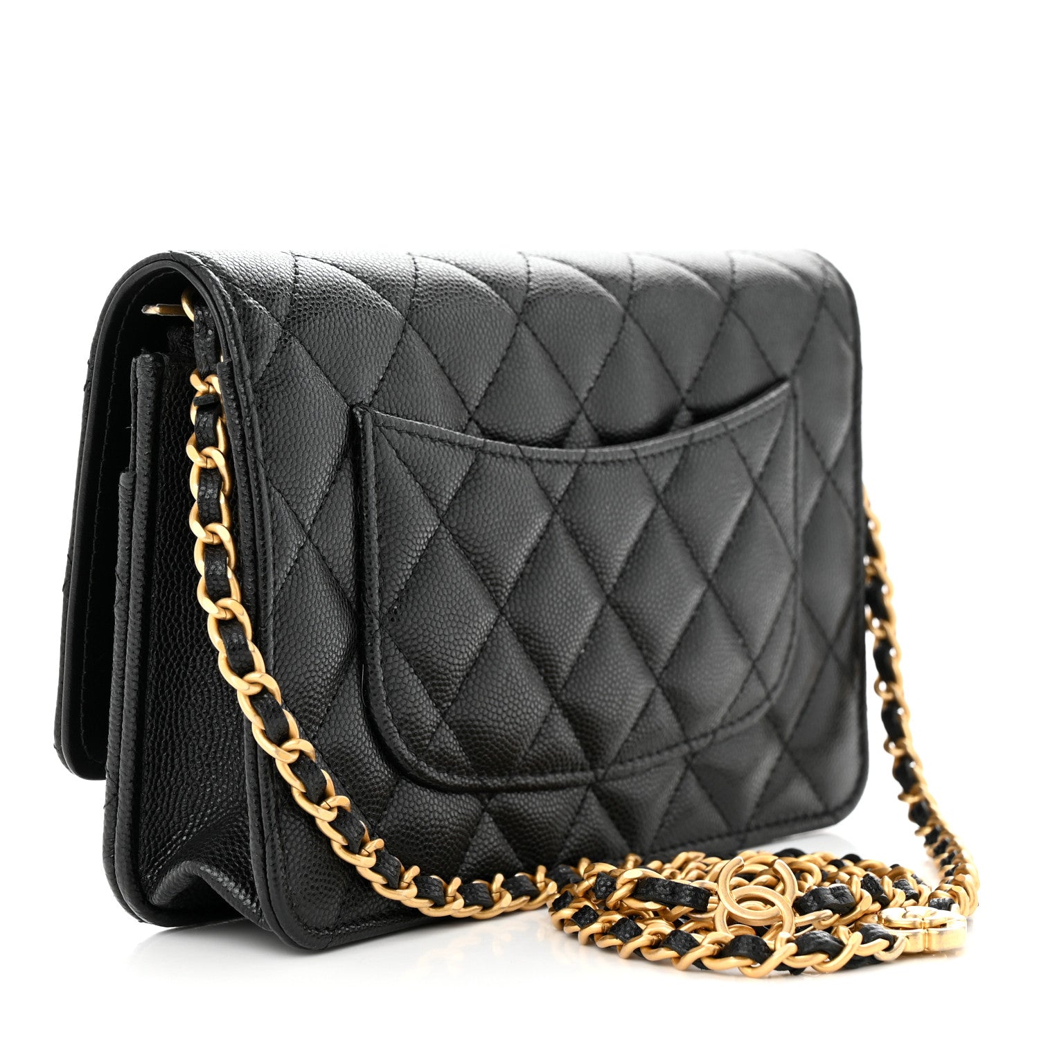 Chanel Caviar Quilted Camellia Wallet On Chain WOC Black 3 of 12