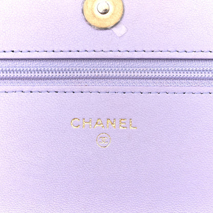 Chanel Lambskin Quilted Chanel 19 Wallet On Chain WOC Light Purple 6 of 12