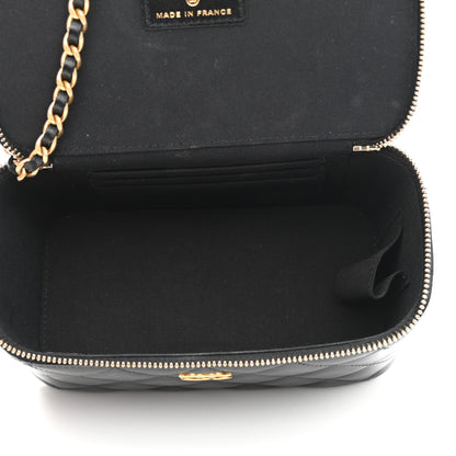 Chanel Lambskin Quilted Small Top Handle Vanity Case With Chain Black 5 of 11
