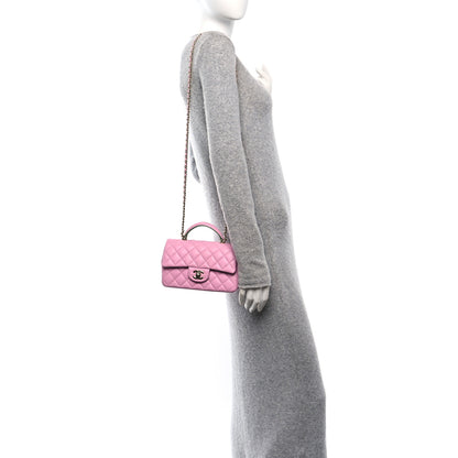 Chanel Lambskin Quilted Bi-Color Mini Top Handle Rectangular Flap Light Lilac Light Green 2 of 11