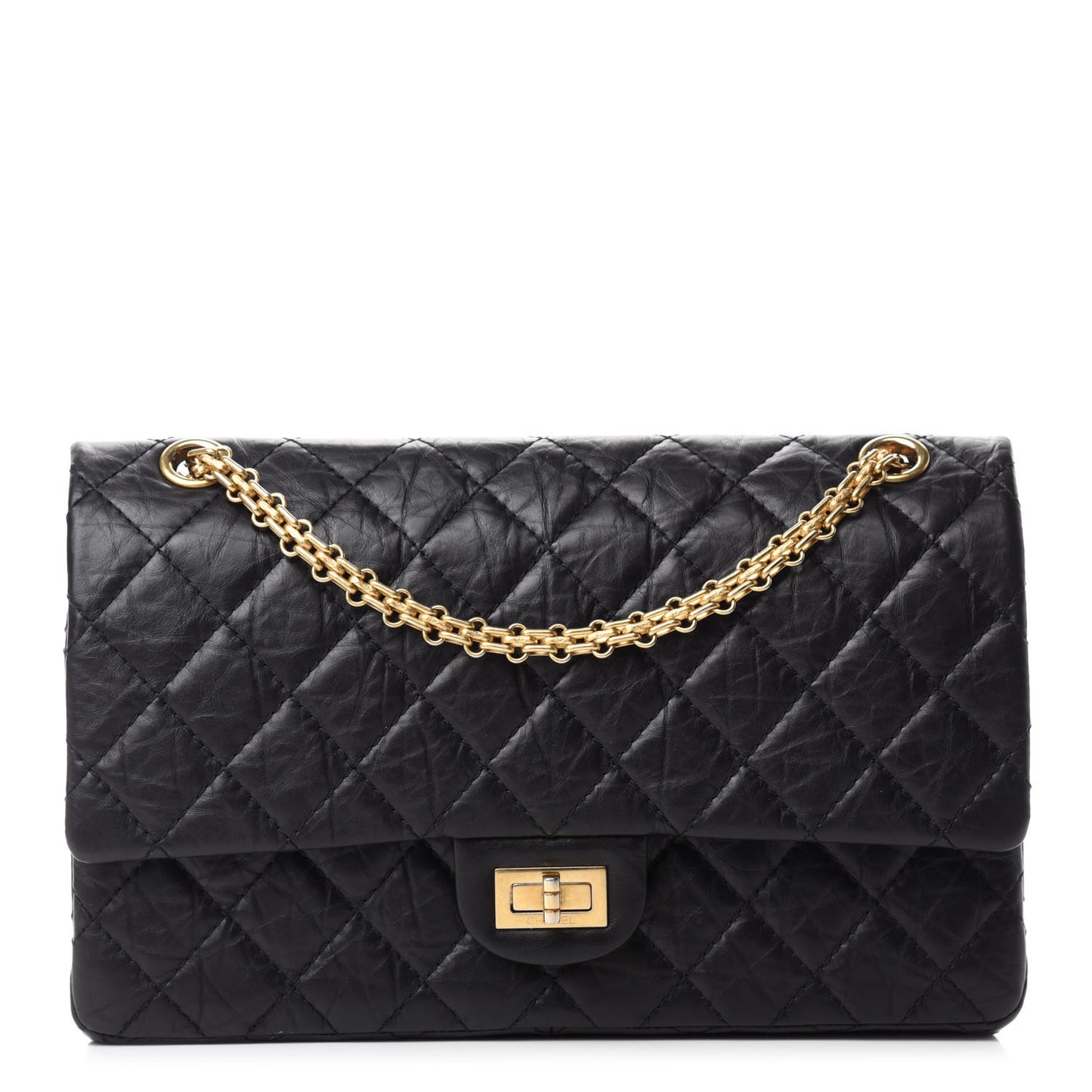 Aged Calfskin Quilted 2.55 Reissue 226 Flap Black
