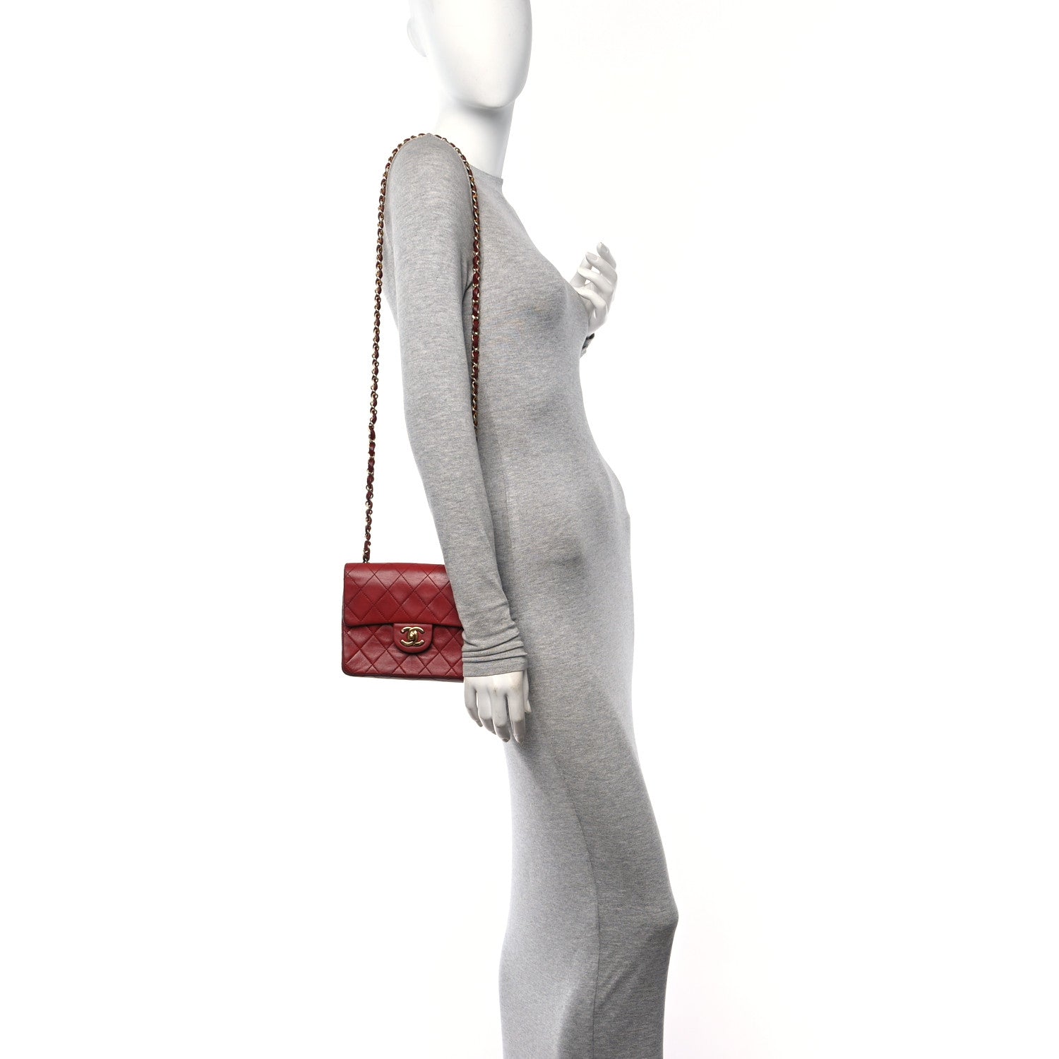 Chanel Lambskin Quilted Mini Square Flap Red 2 of 12