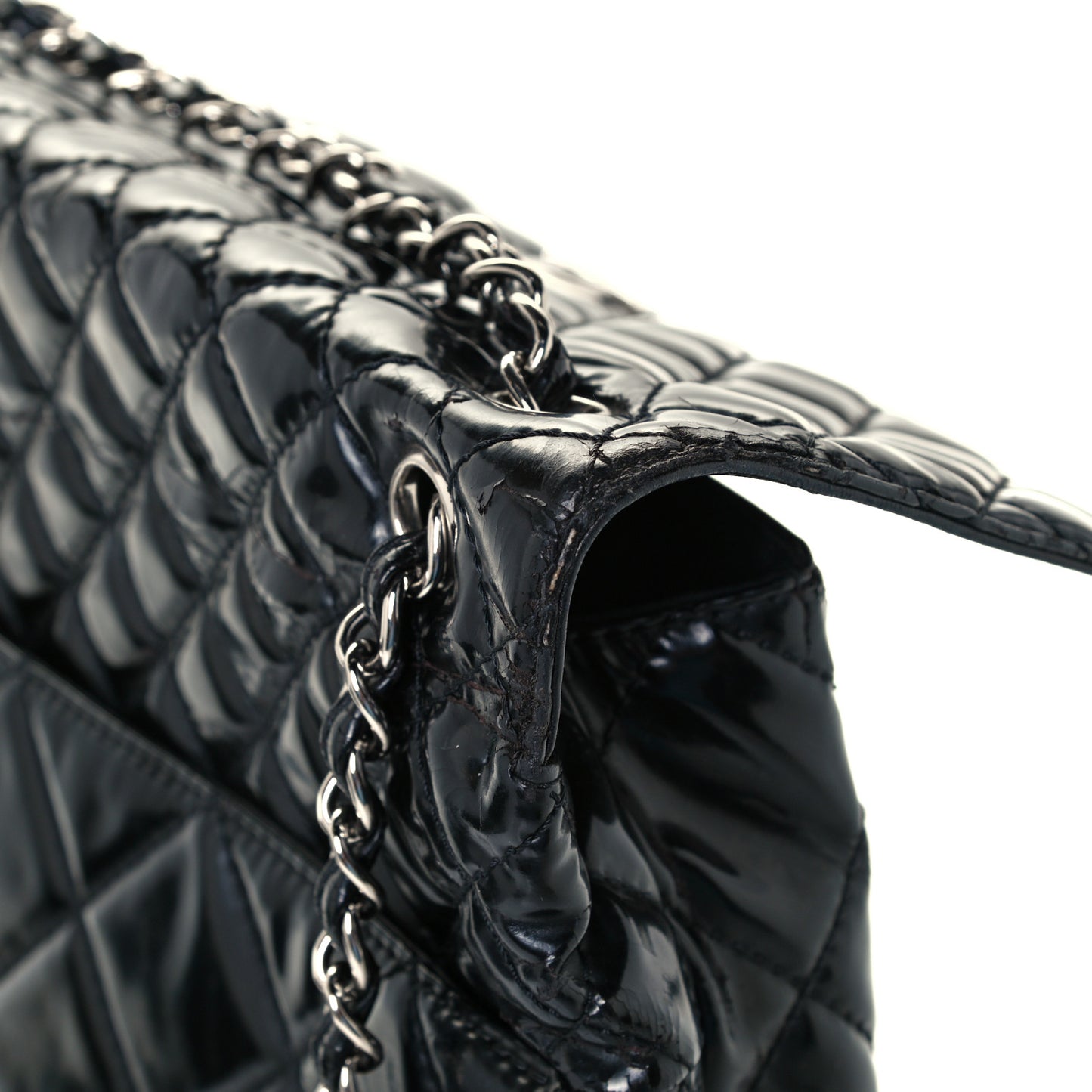 Patent Quilted Jumbo Flap Black