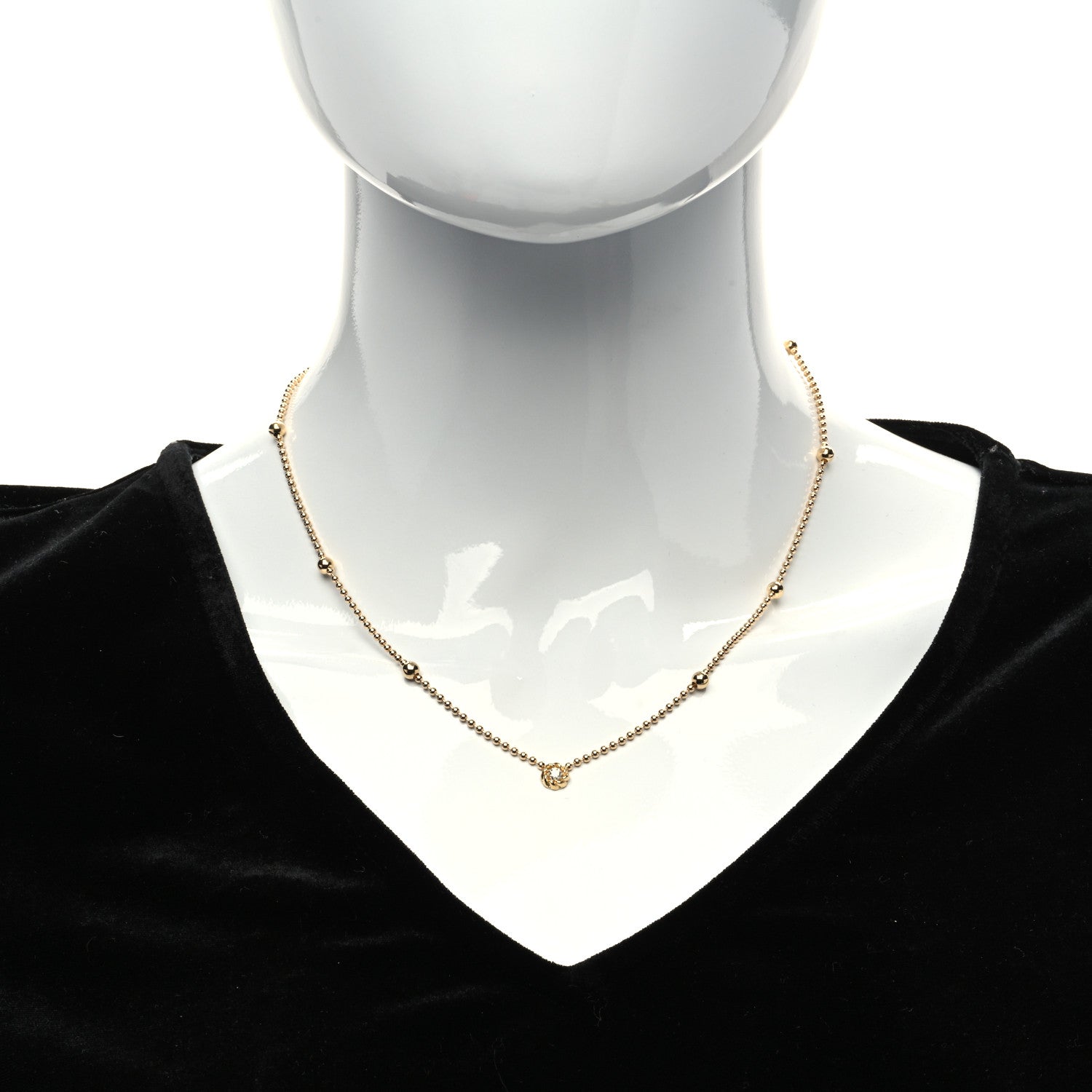 Roberto Coin 18K Yellow Gold Diamond Alternating Bead Chain Necklace 2 of 6