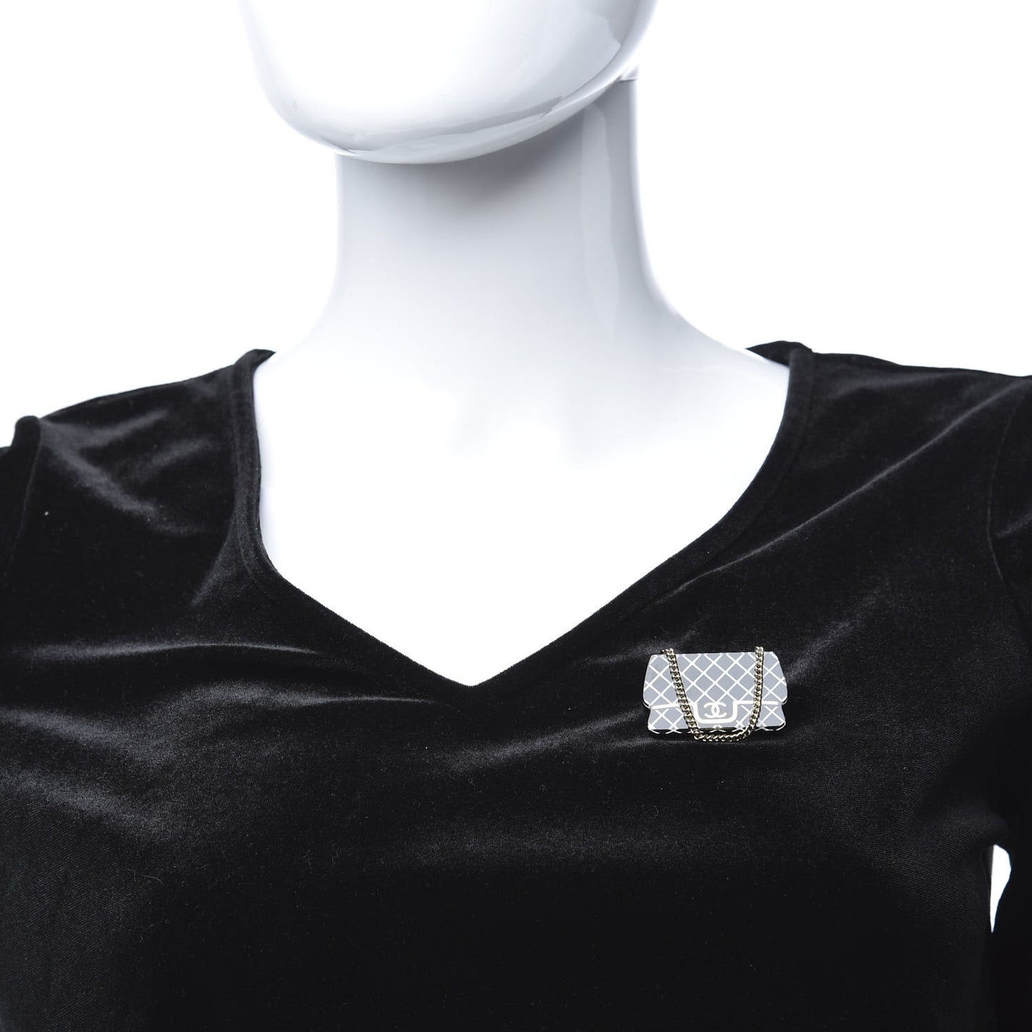 Resin Flap Bag Brooch Gold Black White