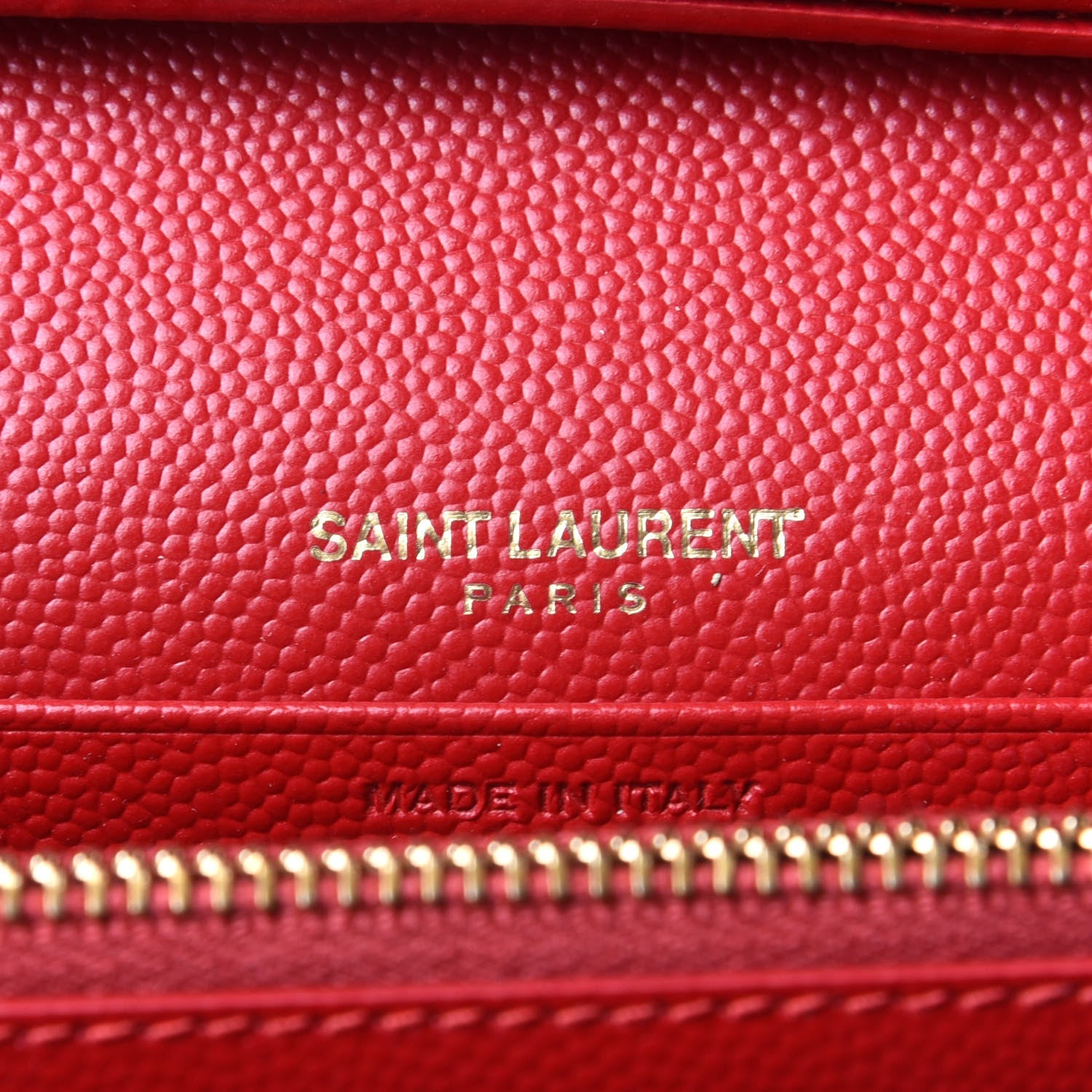 Saint Laurent Grain De Poudre Matelasse Chevron Monogram Chain Wallet Red 4 of 4
