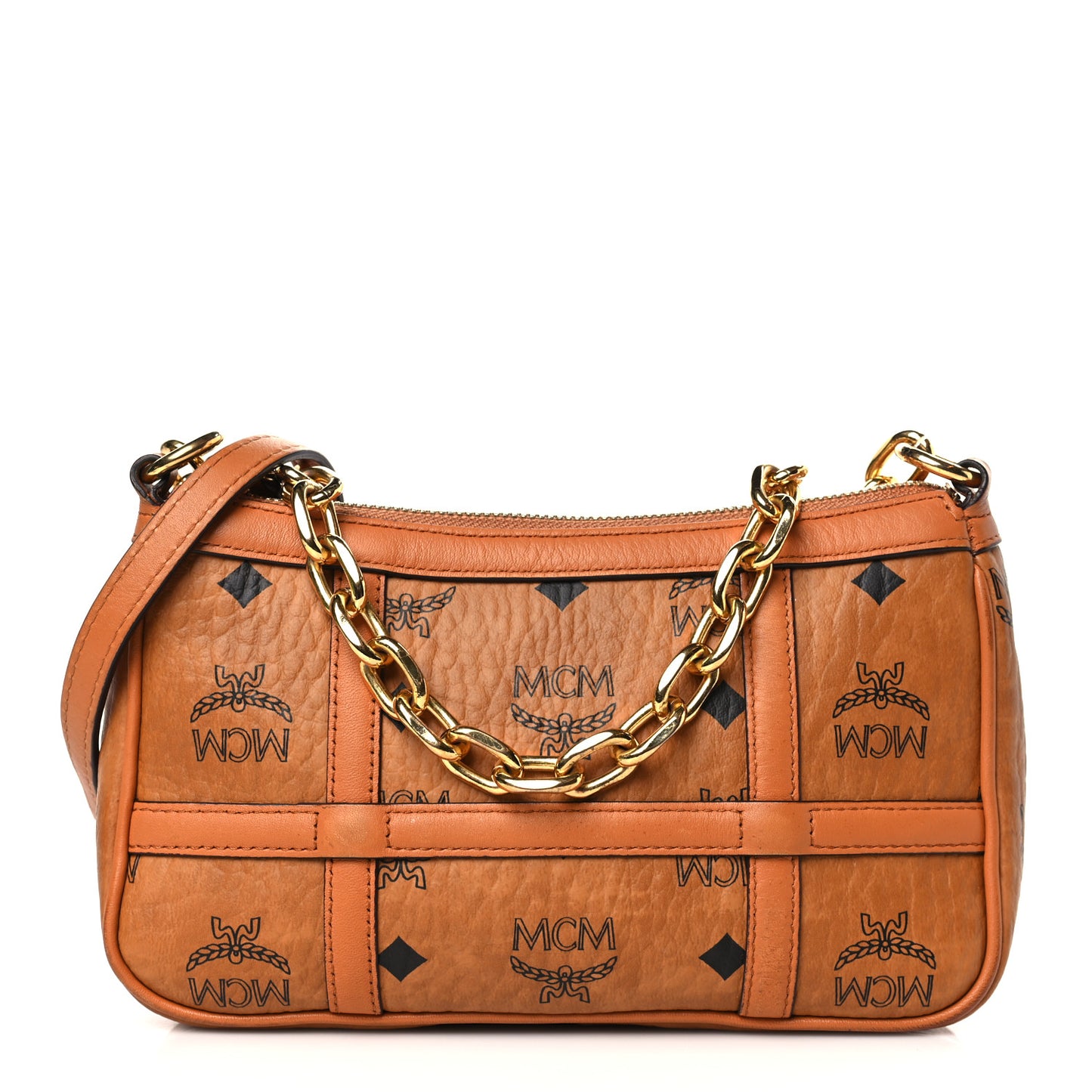 Visetos Nappa Mini Delmy Chain Shoulder Bag Cognac