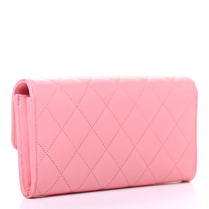 Chanel Lambskin Quilted Large Gusset Flap Wallet Pink 3 of 8