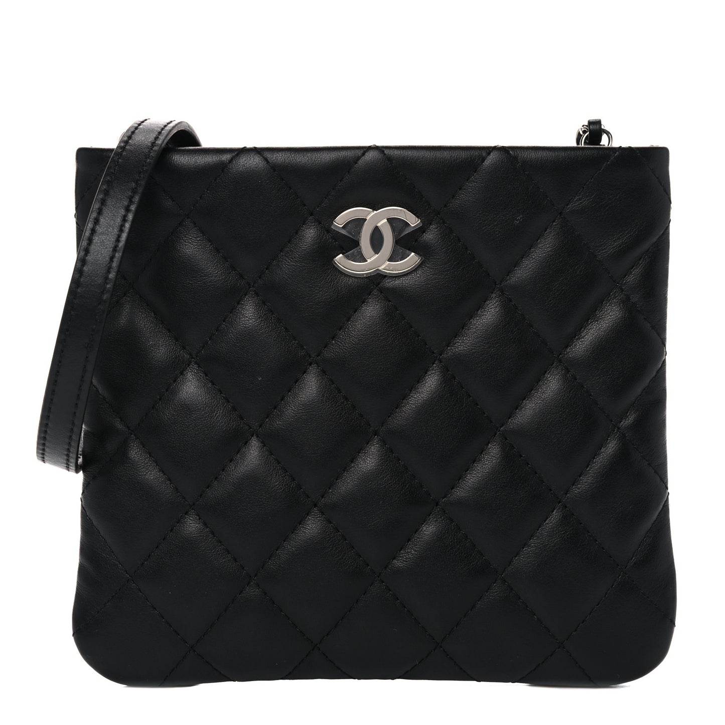 Lambskin Quilted Crossbody Bag Black