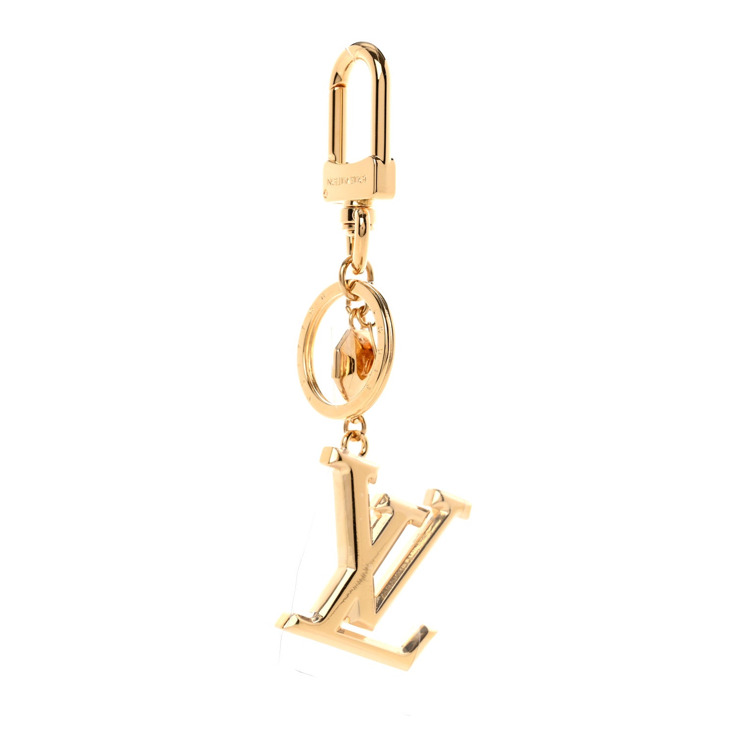 Louis Vuitton Metal LV Facettes Bag Charm Key Holder Gold 1 of 6