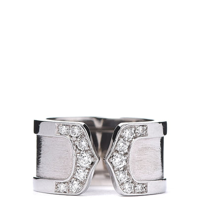 Cartier 18K White Gold Diamond 10mm Logo De Ring 47 4 1 of 6