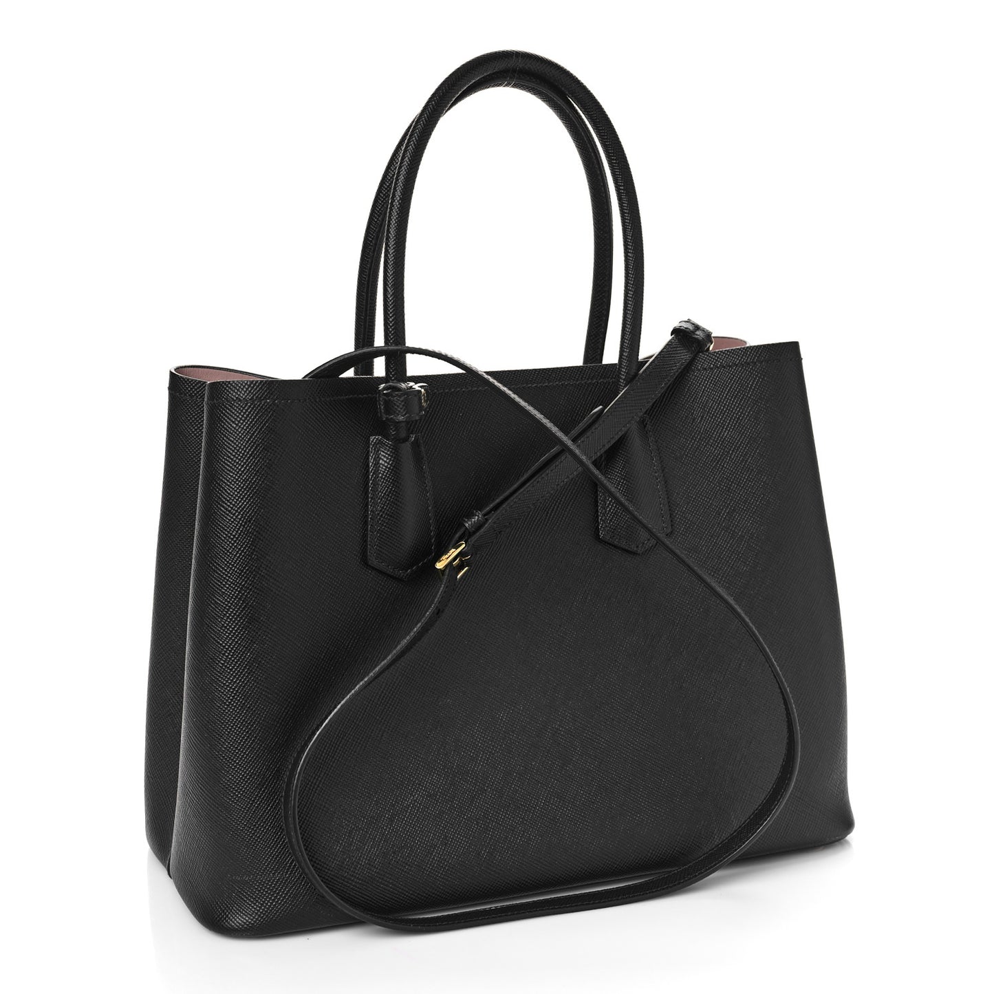 Saffiano Cuir Large Double Bag Black Mughetto