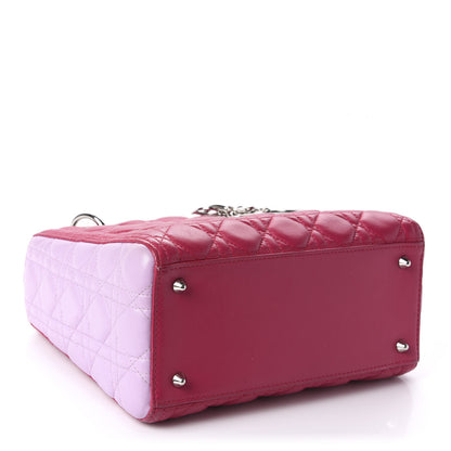 Christian Dior Lambskin Cannage Medium Tri-Color Lady Dior Fuchsia Anemone Black 5 of 11