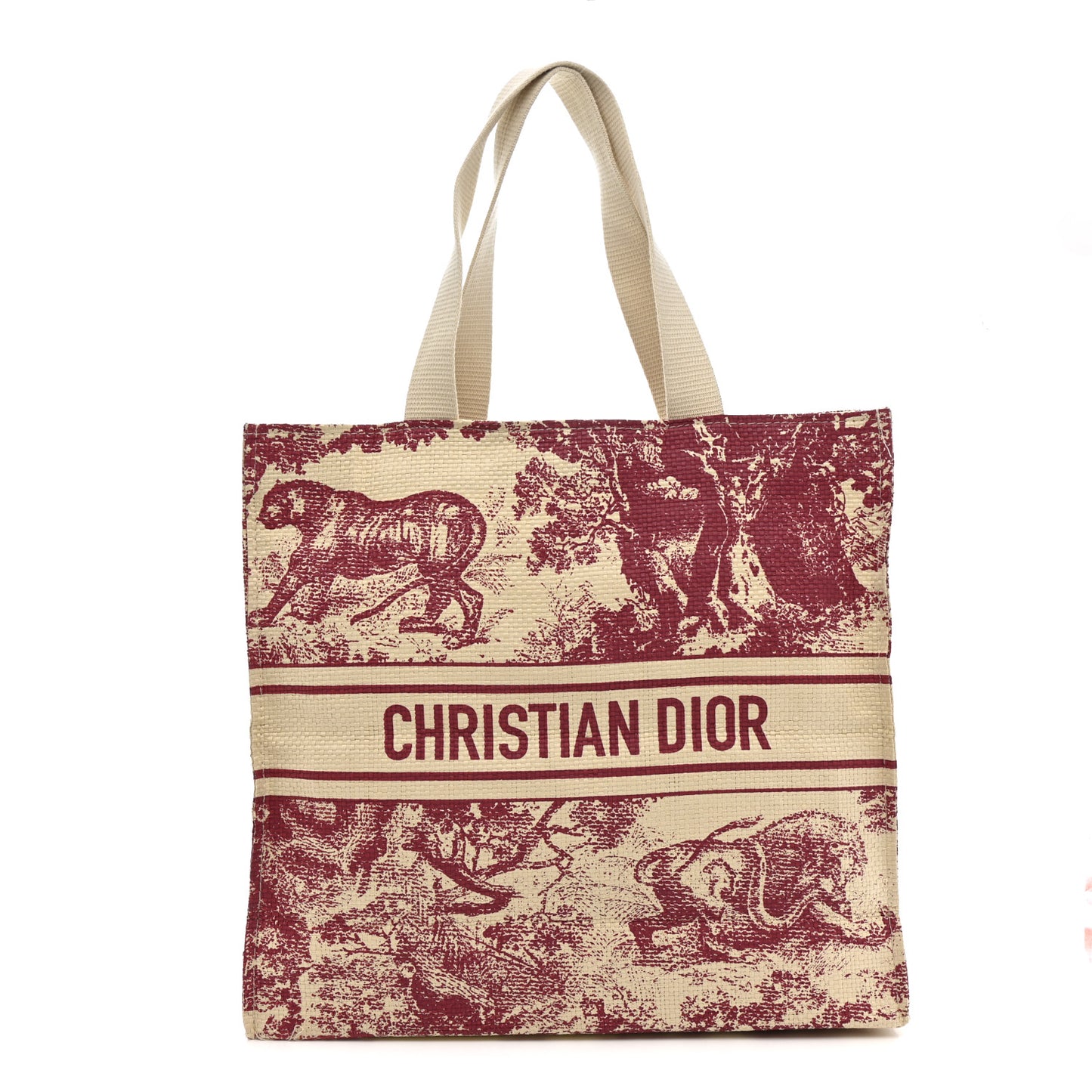 Straw Dioriviera Tote Red