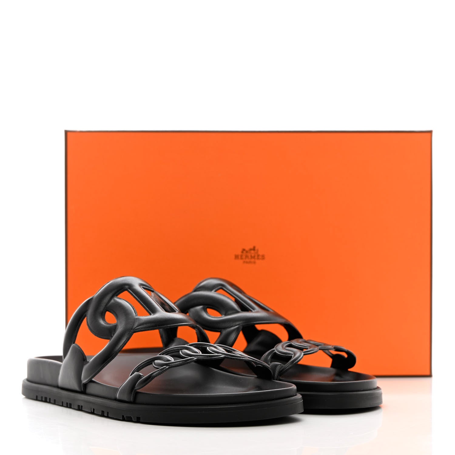 Hermes Nappa Womens Extra Sandals 38.5 Black 9 of 9