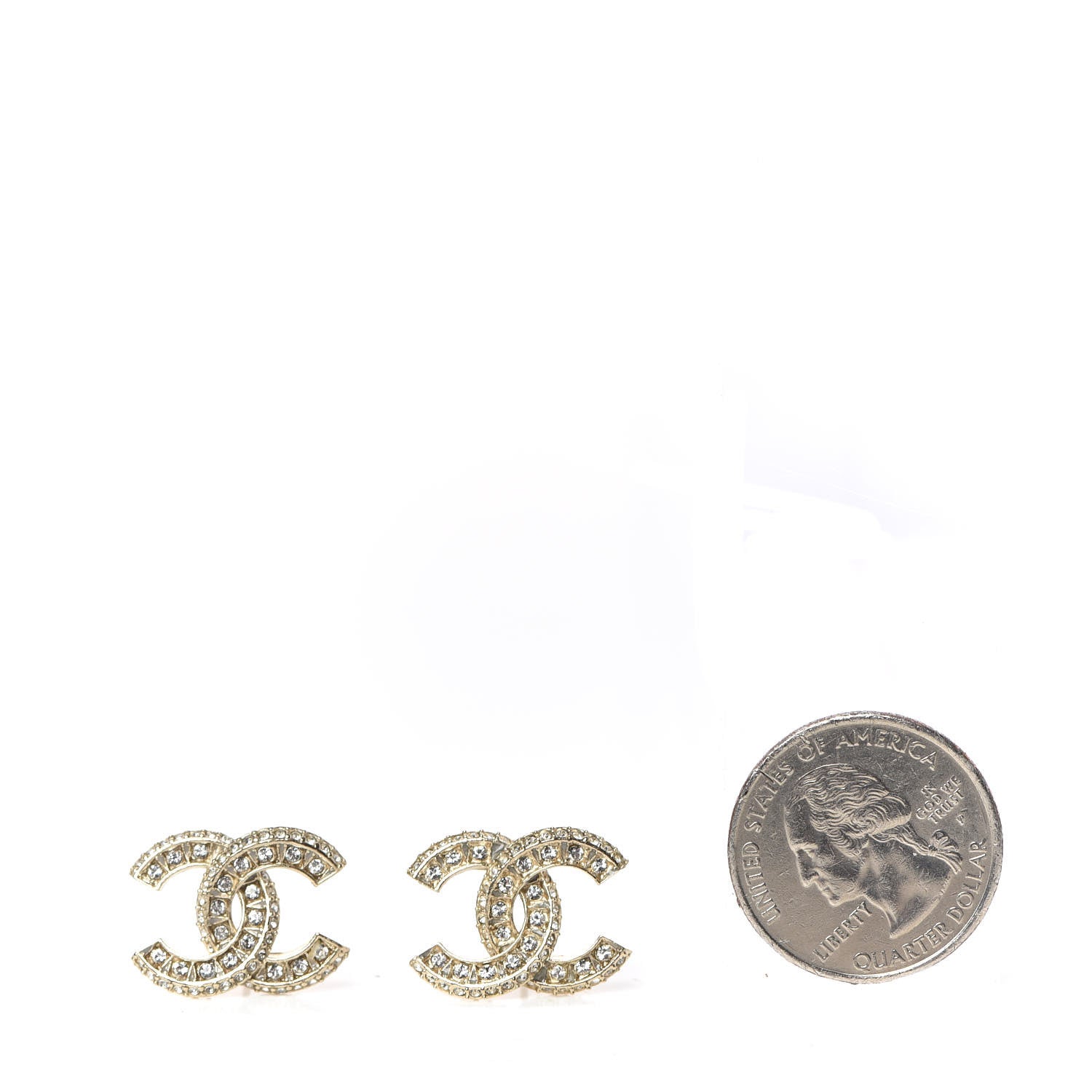 Chanel Crystal CC Earrings Gold 2 of 6
