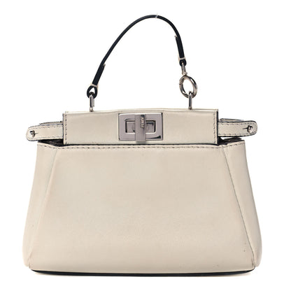 Fendi Shiny Nappa Micro Peekaboo Iconic Satchel White 1 of 15