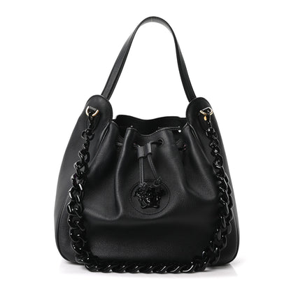 Versace Grained Calfskin La Medusa Bucket Bag Black 1 of 10