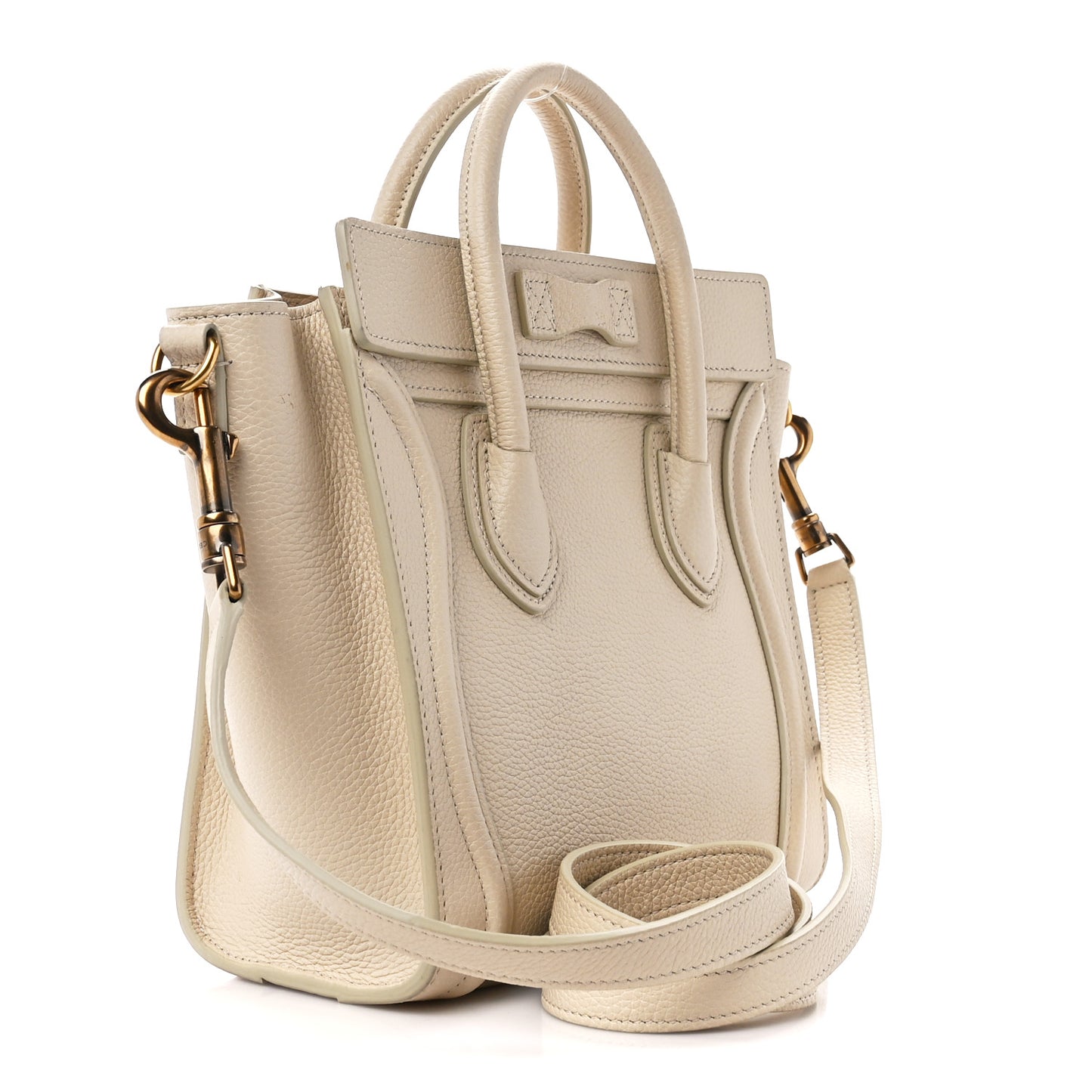 Drummed Calfskin Nano Luggage Ivory
