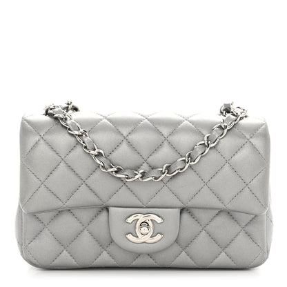 Chanel Metallic Lambskin Quilted Mini Rectangular Flap Silver 1 of 12