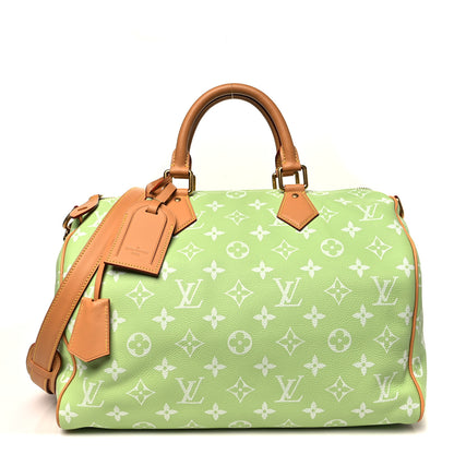 Louis Vuitton Calfskin Monogram Speedy P9 Bandouliere 40 Frozen Lime 2 of 10