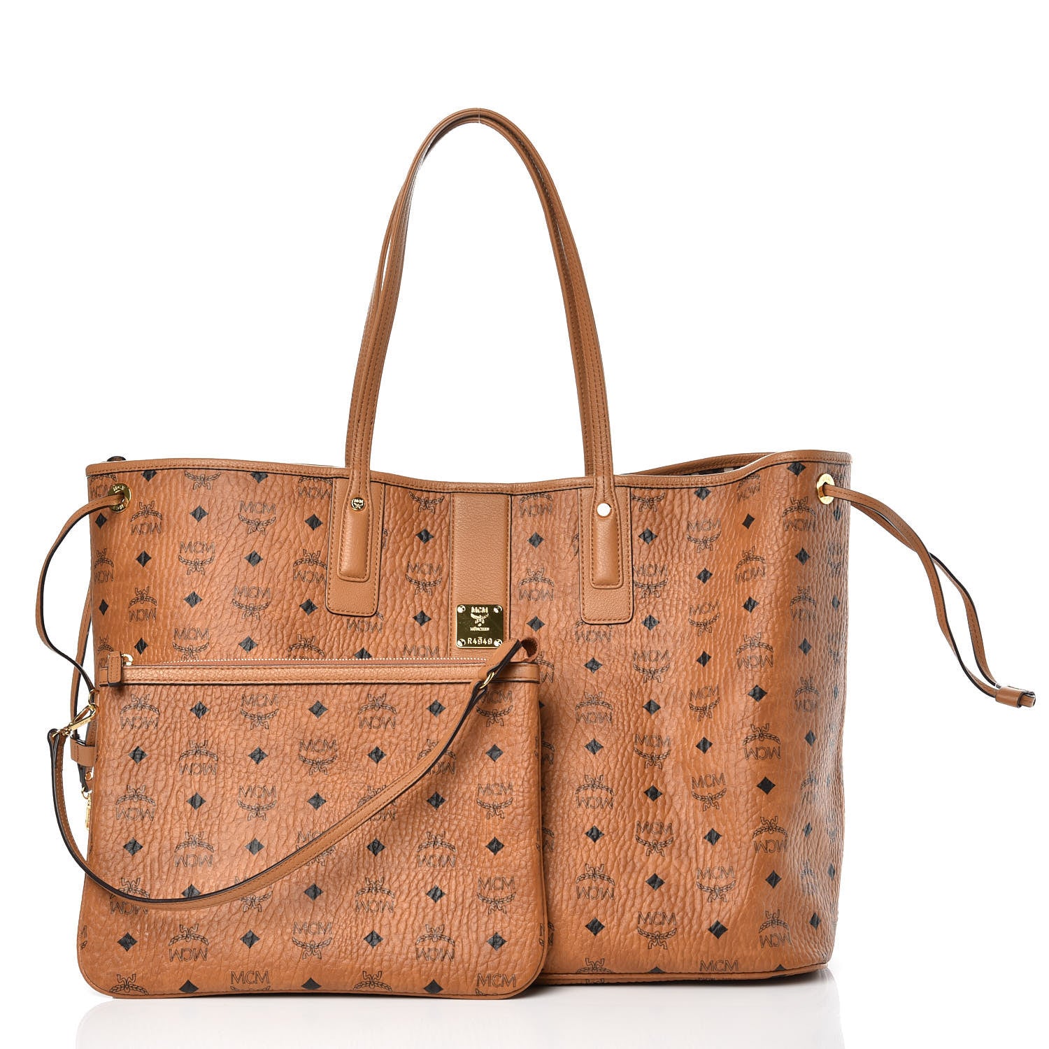 MCM Visetos Large Liz Reversible Shopper Tote Cognac 4 of 16
