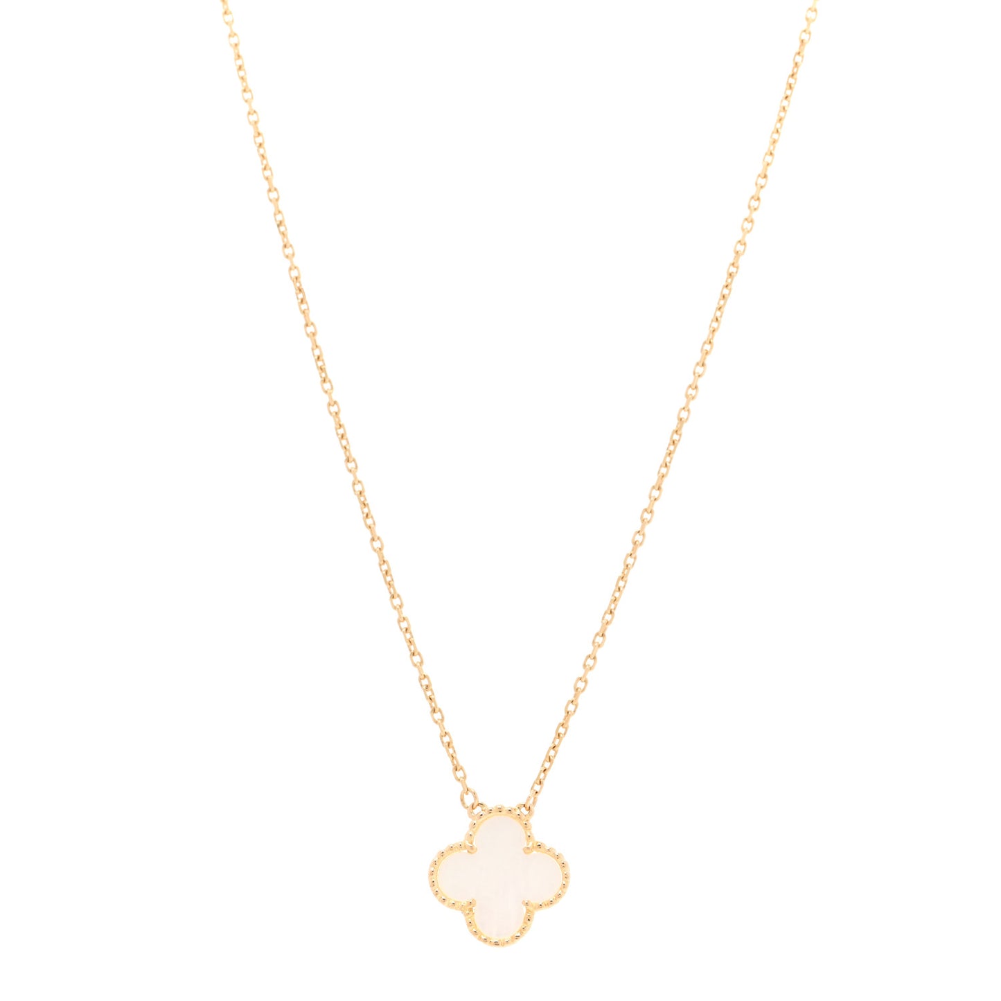 18K Yellow Gold Mother of Pearl Vintage Alhambra Pendant Necklace