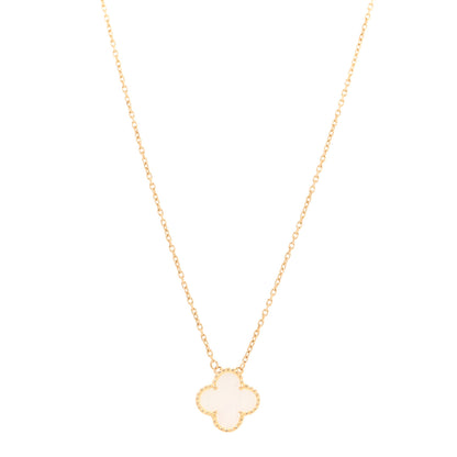 Van Cleef & Arpels 18K Yellow Gold Mother of Pearl Vintage Alhambra Pendant Necklace 1 of 3