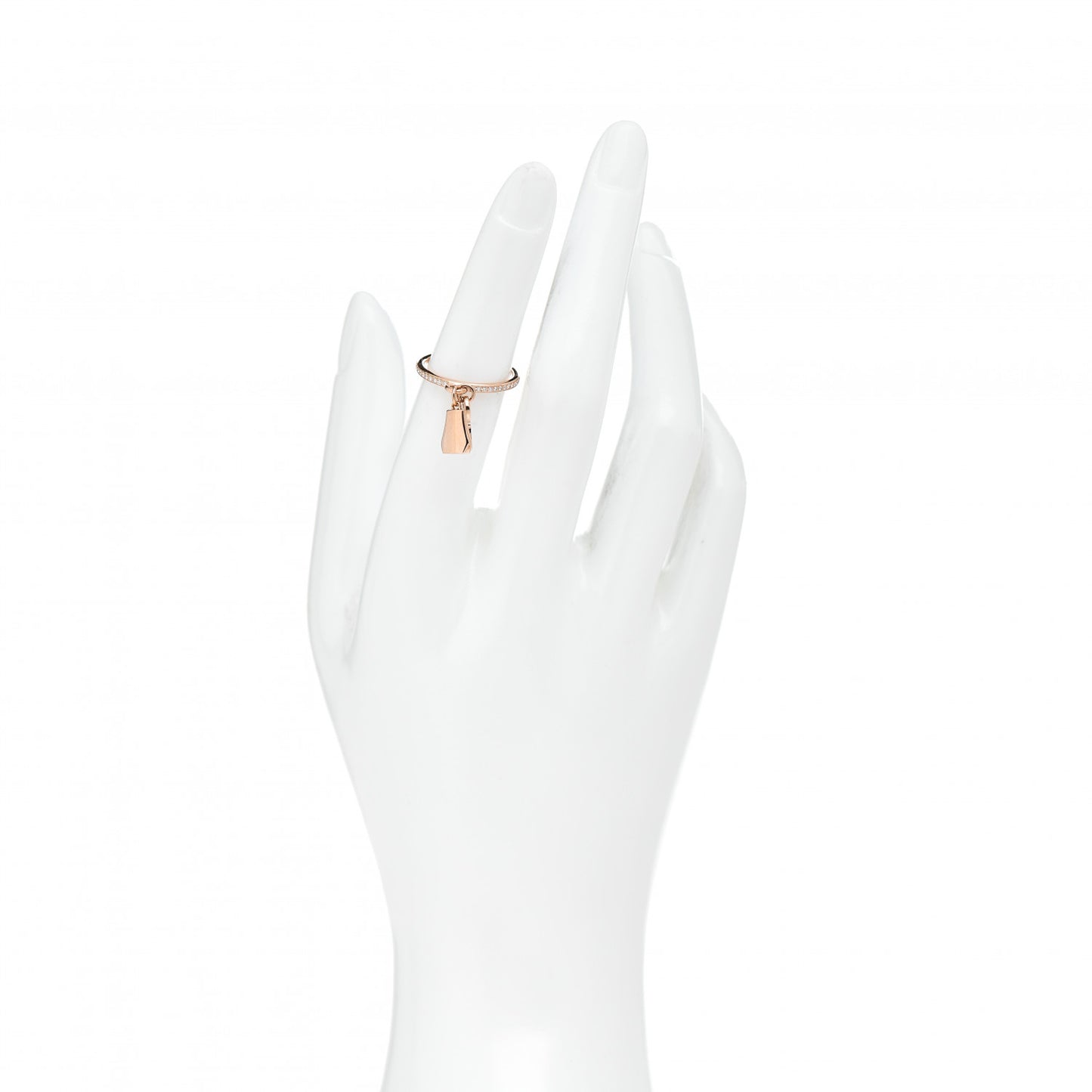 18K Rose Gold Diamond Kelly Clochette Ring 50 5.25