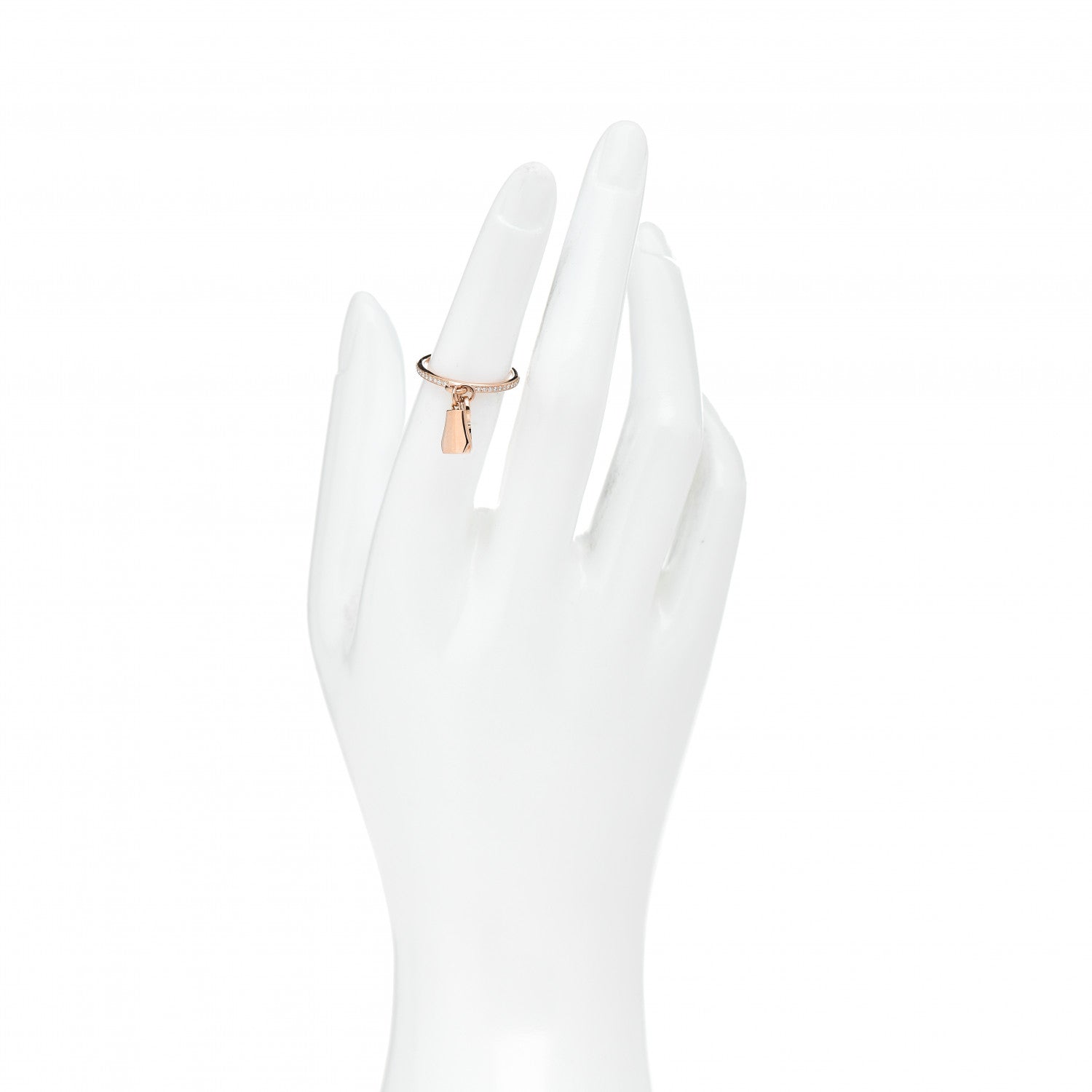Hermes 18K Rose Gold Diamond Kelly Clochette Ring 50 5.25 2 of 5