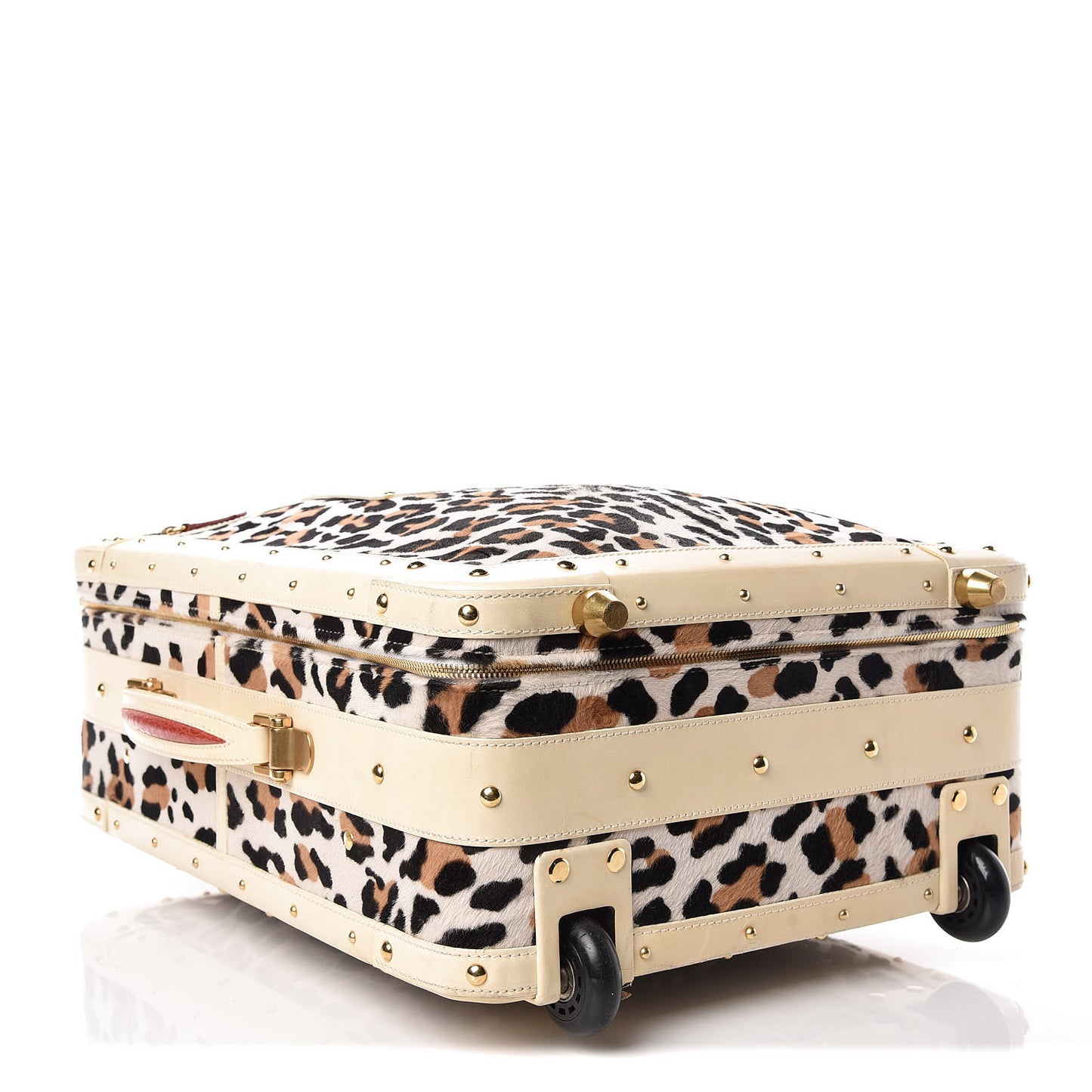 Calf Hair Leopard Print Rolling Luggage