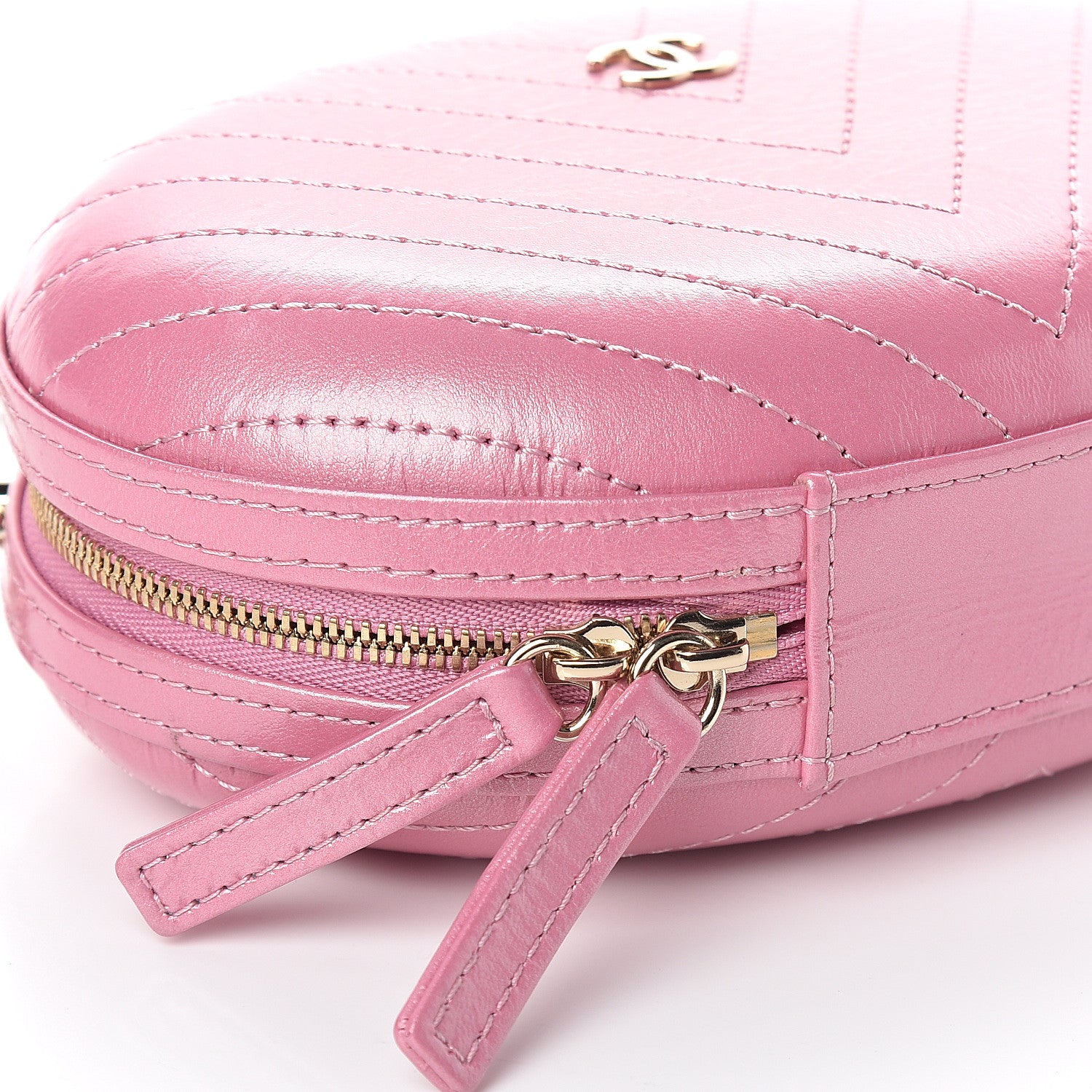 Chanel Calfskin Chevron Stitched Evening Bag Pink 7 of 8